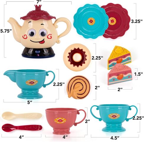 ArtCreativity Musical Tea Set for Girls - 19-Piece Girls Tea Party Set -Toddler Tea Set with Motion-Activated Pouring Sound, Music, and Flashing Lights for Kids Ages 3 4 5 6 in Saudi Arabia