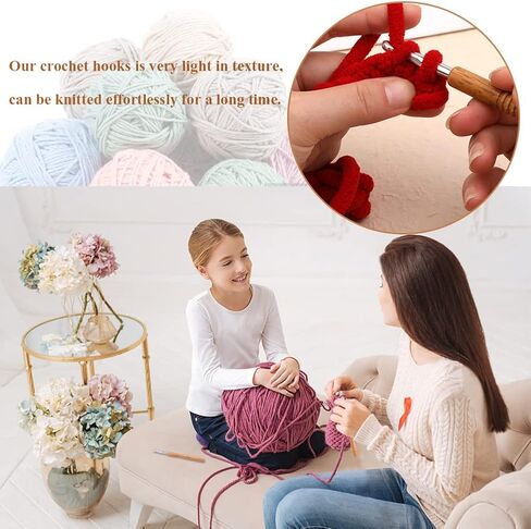 خطاف كروشيه 2.5 مم، خطافات كروشيه بمقبض خشبي 2.5 مم من الخطاف المعدني، مع 3 إبر خياطة حادة كبيرة العينين، 5 علامات وزجاجة تخزين إبرة واحدة، لدمية الكروشيه والوشاح والوسادة in Kuwait