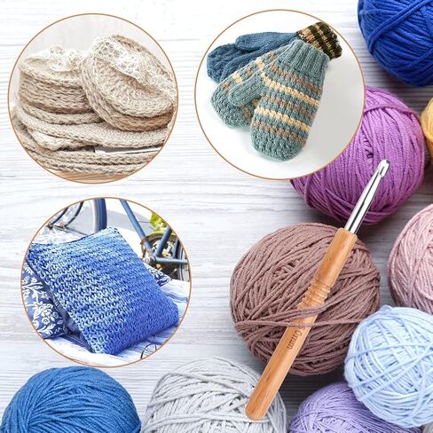 خطاف كروشيه 2.5 مم، خطافات كروشيه بمقبض خشبي 2.5 مم من الخطاف المعدني، مع 3 إبر خياطة حادة كبيرة العينين، 5 علامات وزجاجة تخزين إبرة واحدة، لدمية الكروشيه والوشاح والوسادة in Kuwait