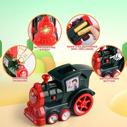 كوفتوي مجموعة قطار دومينو - 180 قطعة. قطار مرح وملون يجهز تجربة رالي الدومينو بسرعة وتلقائية للاولاد والبنات من سن 3-8 سنوات in Kuwait