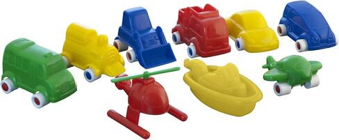 Miniland Educational - Minimobil 9 piece set - Durable Assorted Flexible Plastic Toy Cars For Young Children, Safe Non Removable Wheels, Promotes Tactile Skills And Coordination in Saudi Arabia