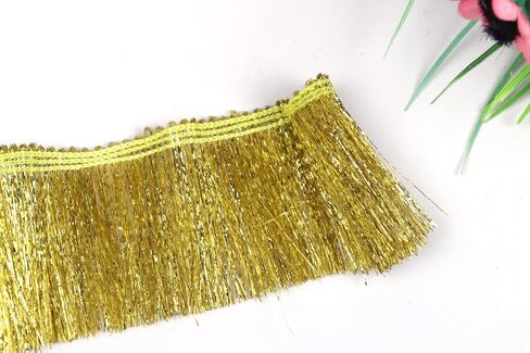 YYCRAFT 1.5" Wide Tinsel Fringe Tinsel Trim Tinsel Garland Metallic Fringe Trim Embellishment 10 Yards, Dark Gold in Saudi Arabia
