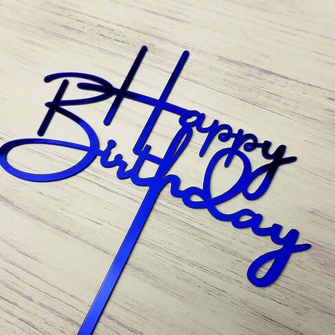 Happy Birthday Cake Topper for Birthday Party Decorations (Black Acrylic) in Kuwait