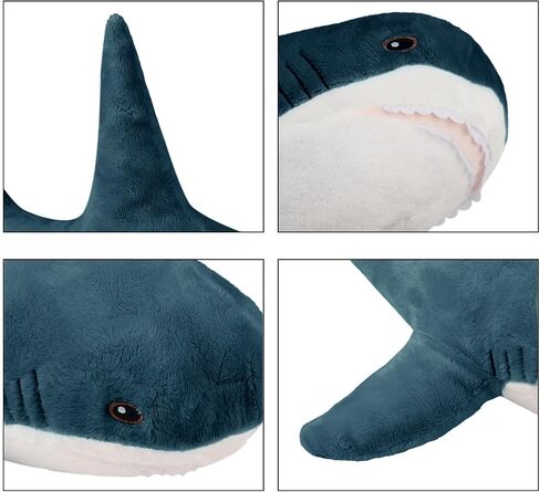 MUPI Shark Plush 17 بوصة، وسادة قرش محشوة على شكل حيوان القرش، لعبة قرش القرش المحشوة، لعبة قرش المحيط المحشوة، حيوان كبير من القطيفة، دمية قرش محشوة كبيرة، حيوان بحري (أزرق داكن) in Kuwait