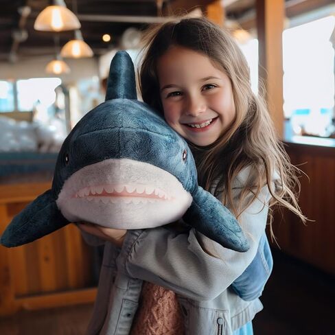 MUPI Shark Plush 17 بوصة، وسادة قرش محشوة على شكل حيوان القرش، لعبة قرش القرش المحشوة، لعبة قرش المحيط المحشوة، حيوان كبير من القطيفة، دمية قرش محشوة كبيرة، حيوان بحري (أزرق داكن) in Kuwait