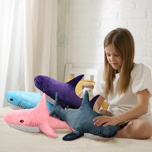 MUPI Shark Plush 17 بوصة، وسادة قرش محشوة على شكل حيوان القرش، لعبة قرش القرش المحشوة، لعبة قرش المحيط المحشوة، حيوان كبير من القطيفة، دمية قرش محشوة كبيرة، حيوان بحري (أزرق داكن) in Kuwait