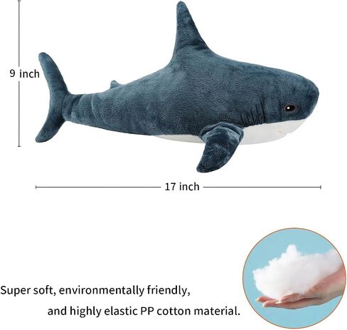 MUPI Shark Plush 17 بوصة، وسادة قرش محشوة على شكل حيوان القرش، لعبة قرش القرش المحشوة، لعبة قرش المحيط المحشوة، حيوان كبير من القطيفة، دمية قرش محشوة كبيرة، حيوان بحري (أزرق داكن) in Kuwait