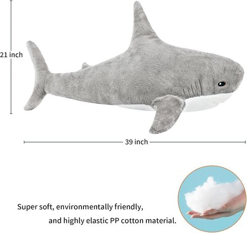 MUPI Shark Plush 17 بوصة، وسادة قرش محشوة على شكل حيوان القرش، لعبة قرش القرش المحشوة، لعبة قرش المحيط المحشوة، حيوان كبير من القطيفة، دمية قرش محشوة كبيرة، حيوان بحري (أزرق داكن) in Kuwait
