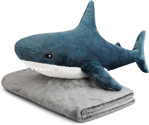 MUPI Shark Plush 17 بوصة، وسادة قرش محشوة على شكل حيوان القرش، لعبة قرش القرش المحشوة، لعبة قرش المحيط المحشوة، حيوان كبير من القطيفة، دمية قرش محشوة كبيرة، حيوان بحري (أزرق داكن) in Kuwait