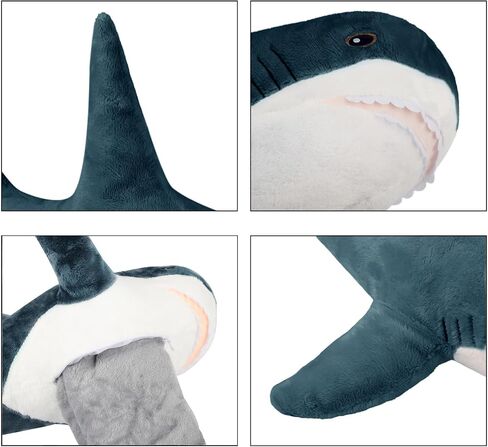 MUPI Shark Plush 17 بوصة، وسادة قرش محشوة على شكل حيوان القرش، لعبة قرش القرش المحشوة، لعبة قرش المحيط المحشوة، حيوان كبير من القطيفة، دمية قرش محشوة كبيرة، حيوان بحري (أزرق داكن) in Kuwait