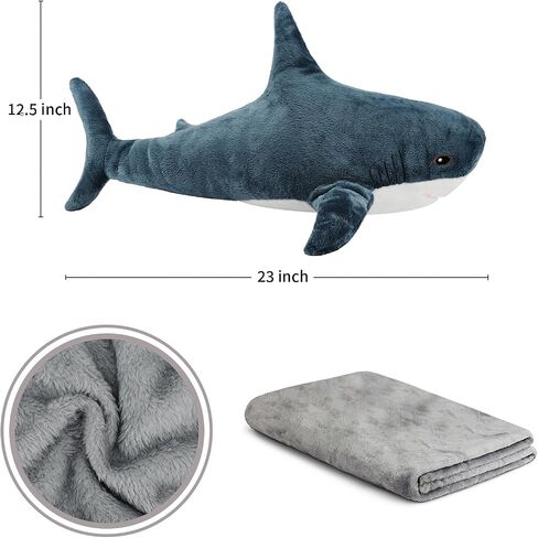 MUPI Shark Plush 17 بوصة، وسادة قرش محشوة على شكل حيوان القرش، لعبة قرش القرش المحشوة، لعبة قرش المحيط المحشوة، حيوان كبير من القطيفة، دمية قرش محشوة كبيرة، حيوان بحري (أزرق داكن) in Kuwait