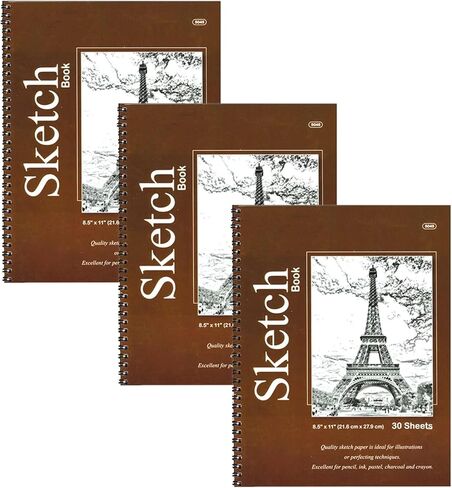 كتاب رسم حلزوني، 3 وسادات رسم للفنانين 30 ورقة لكل منها، كتاب رسم 8.5 بوصة × 11 بوصة، منصات رسم للفنانين البالغين والأطفال المبتدئين، دفتر رسم، لوحة رسم لرسم فن الرسم بالفحم in Kuwait