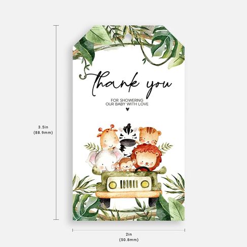 Tags for Gifts with String 25pcs - Woodland Wild Creature Animals Jungle Safari Decorative - Thank You Baby Shower Party Favor Wrap Hang Gift Tag - On White Kraft in Saudi Arabia