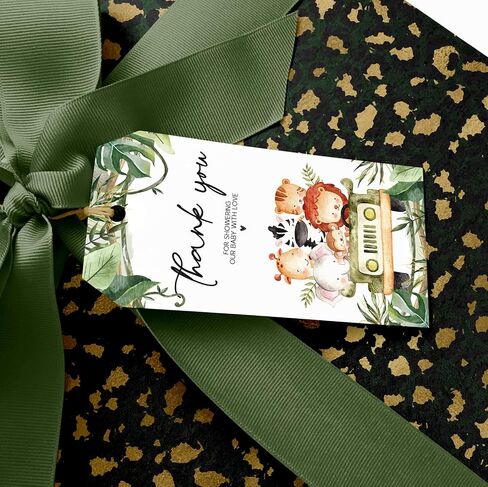 Tags for Gifts with String 25pcs - Woodland Wild Creature Animals Jungle Safari Decorative - Thank You Baby Shower Party Favor Wrap Hang Gift Tag - On White Kraft in Saudi Arabia