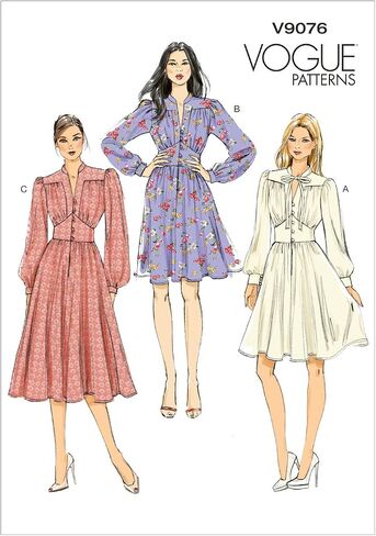 Vogue Patterns V9076 E5 فستان Misses' المجمع مع نمط خياطة بأكمام أسقف، مقاس 14-22 (9076) in Kuwait
