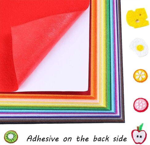 Caydo 30 Pcs 8" x 12" Adhesive Backed Felt Fabric Sheets, Assorted Color Christmas Felt Sheet for Sewing DIY Craft and Christmas Decorations in Saudi Arabia