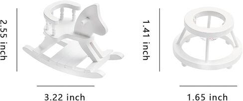 قطعتان من إكسسوارات أثاث المنزل الصغير، حصان هزاز خشبي أبيض مصغر ومشاية صغيرة لتزيين مشهد المحاكاة الصغيرة in Kuwait