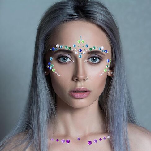 عصا جواهر الوجه من هادي، 16 لونًا بأربعة مقاسات من ملصقات حجر الراين، مجوهرات للوجه للحرف اليدوية والمكياج وتزيين البطاقات وتزيين شعر العيون - 2640 قطعة in Kuwait
