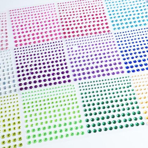 عصا جواهر الوجه من هادي، 16 لونًا بأربعة مقاسات من ملصقات حجر الراين، مجوهرات للوجه للحرف اليدوية والمكياج وتزيين البطاقات وتزيين شعر العيون - 2640 قطعة in Kuwait