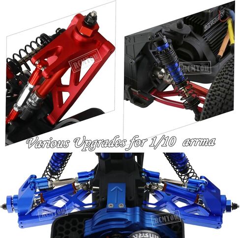 جزء ترقية RCMYou لـ 1/10 Arrma Granite/Senton 4x4 3S Blx Mega 550، صدمات RC، برج الصدمات، ذراع التعليق الأمامي الخلفي، كتل التوجيه، كتل العجلات C-Hubs، حاملات المحور، أحمر in Kuwait