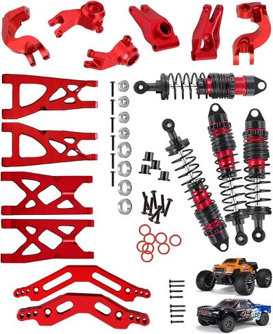 جزء ترقية RCMYou لـ 1/10 Arrma Granite/Senton 4x4 3S Blx Mega 550، صدمات RC، برج الصدمات، ذراع التعليق الأمامي الخلفي، كتل التوجيه، كتل العجلات C-Hubs، حاملات المحور، أحمر in Kuwait