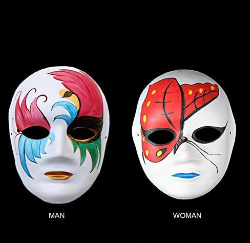 أقنعة Lynkaye بيضاء سادة، 16 قطعة من أقنعة الحفلات التنكرية غير المطلية بنفسك، زي قناع حفلات الرقص التنكرية Mardi Gras (16 قطعة) in Kuwait