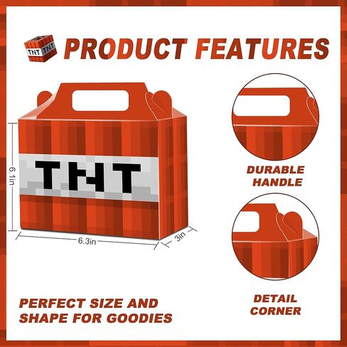 24 Pack Miner Crafting Party Gift Boxes Pixel Theme Style Party Favors/Candy Boxes, Tote Boxes, Gift Boxes for Kids Paper Favor Packs Adults Birthday Party Decora- 12 Pattern in Kuwait