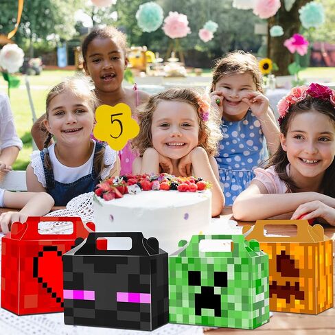24 Pack Miner Crafting Party Gift Boxes Pixel Theme Style Party Favors/Candy Boxes, Tote Boxes, Gift Boxes for Kids Paper Favor Packs Adults Birthday Party Decora- 12 Pattern in Kuwait
