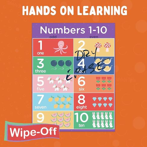 2 ملصق أرقام مغلفة بالحروف الأبجدية - 40.64 × 50.8 سم رسوم بيانية جدارية لغرفة ما قبل المدرسة وتعليم الأطفال الصغار in Kuwait