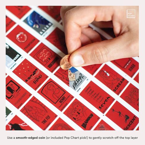 مخطط البوب ​​| ملصق قابل للخدش لـ 100 فيلم رعب | ديكور فيلم رعب مقاس 12 × 16 بوصة مع حامل مغناطيسي | سلعة أفلام الرعب | صُنع في الولايات المتحدة الأمريكية بنسبة 100% in Kuwait