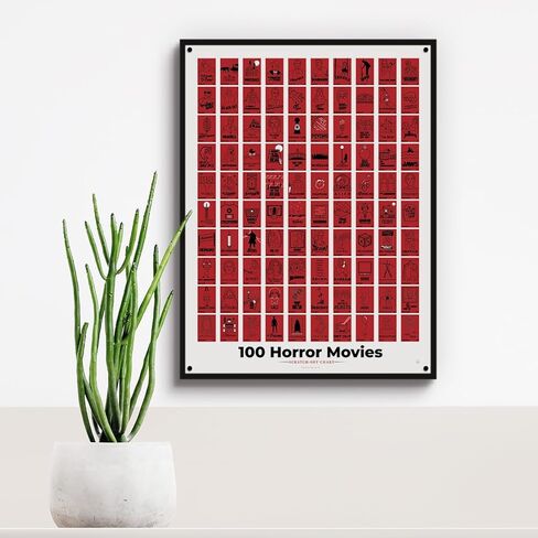 مخطط البوب ​​| ملصق قابل للخدش لـ 100 فيلم رعب | ديكور فيلم رعب مقاس 12 × 16 بوصة مع حامل مغناطيسي | سلعة أفلام الرعب | صُنع في الولايات المتحدة الأمريكية بنسبة 100% in Kuwait