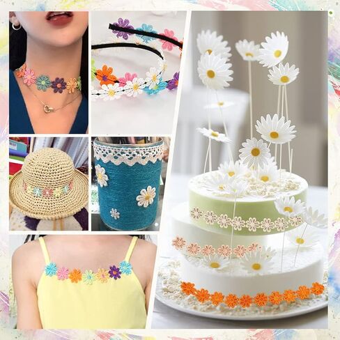 بي اتش باندا هول شريط دانتيل على شكل زهرة الاقحوان بطول 17 ياردة، 17 لونًا بعرض 1 انش، شريط تطريز دانتيل لتزيين الحواف ولوازم الخياطة اليدوية وديكور الزفاف in Kuwait