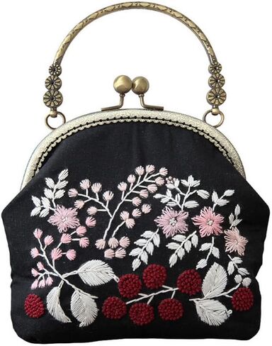 Embroidery Starter Kit DIY Floral Coin Wallet Shoulder Bag Embroidery Purse Crossbody Bag in Kuwait