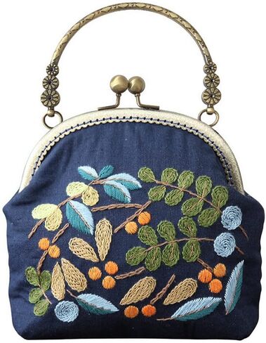 Embroidery Starter Kit DIY Floral Coin Wallet Shoulder Bag Embroidery Purse Crossbody Bag in Kuwait