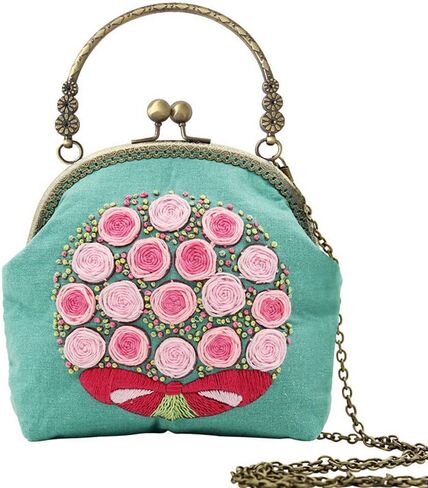 Embroidery Starter Kit DIY Floral Coin Wallet Shoulder Bag Embroidery Purse Crossbody Bag in Kuwait