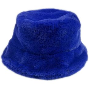Lisa Colly Autumn Winter Fluffy Faux Fur Bucket Hat Thicken Warm Hat for Women