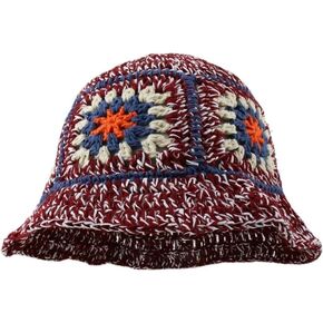 Crochet Bucket Hat Women Trendy Knit Floral Floppy Cap Cute Boho Flower Handmade Beanies Fashion Outdoor Boho Cloche Travel