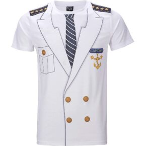 Funny World Men's Captain T-Shirt Graphic Short Sleeve Yacht Party Costume in Kuwait