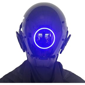 KYEDAY Punk Mask Cosplay for Men, LED Round Light Mask for Women Cosplay Halloween Fit Party Music Festival Accessories