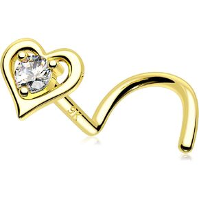 MeIighting Gold Nose Stud 20G Heart Nose Rings 14K Solid Gold Star Nose Piercing Jewelry for Women Clear CZ Real Gold Nose Screw Piercing for Women in Saudi Arabia