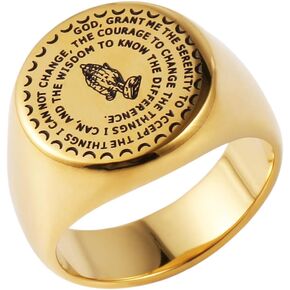 HZMAN Bible Verse Prayer Rings Christian Jewelry Silver/Gold Stainless Steel Praying Hands Bands