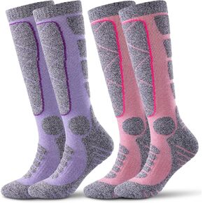 DaisyWood Women's Ski Socks for Skiing, Snowboarding, Hiking,Skating, Cold Weather, Winter Performance Socks 2-Pack, Multicolor, 6-12 in Saudi Arabia