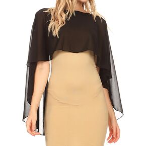 Sakkas Anya Women's Soft Chiffon Wedding Bridesmaid Bridal Cape Wrap Bolero Shrug