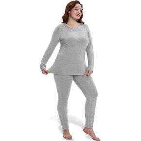FOREYOND Plus Size Thermal Underwear for Women Long Johns Sets Fleece Lined Base Layer Pajama Top and Bottom