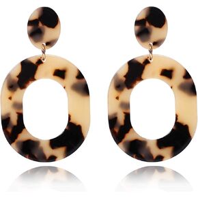 Acrylic Earrings For Women Girls Statement Geometric Earrings Resin Acetate Drop Dangle Earrings Mottled Hoop Earrings Fashion Jewelry