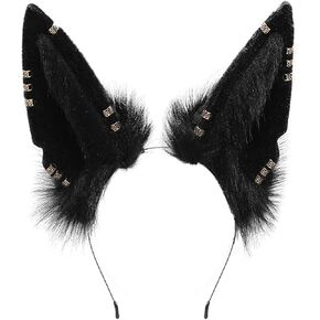 LittleLuluda Gothic Plush Furry Wolf Ears Headband Animal Cosplay Halloween Costume Accessories