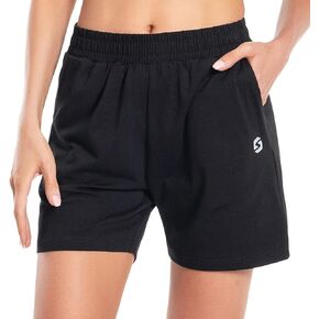 Women's Cotton Shorts 5" Sweat Bermuda Pull on Shorts with Deep Pockets for Lounge Gym Yoga Walking Athletic in Saudi Arabia