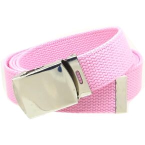 Canvas Web Belt with Chrome Buckle 54" Long Fully Adjustable Military Style