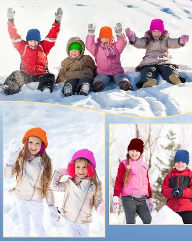 Liitrsh 48 Pcs Kids Winter Beanie Hat Warm Knitted Cold Weather Hats Multicolored Snow Beanies Bulk Girls Boys' Hats and Caps for Homeless Children Youth, 6 Colors, 6-10 Years in Saudi Arabia