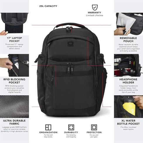 حقيبة ظهر OGIO PACE 25، باللون الأسود in Saudi Arabia